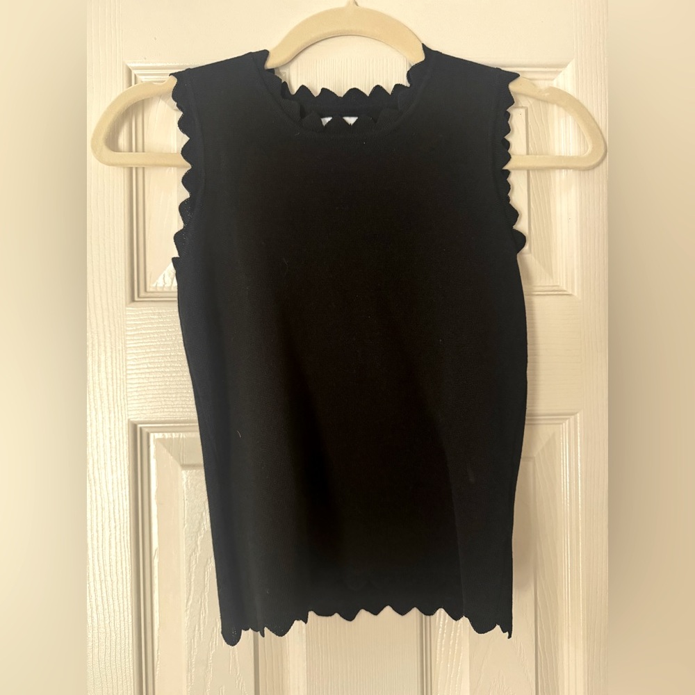 Bar III Black Scalloped Tank Top